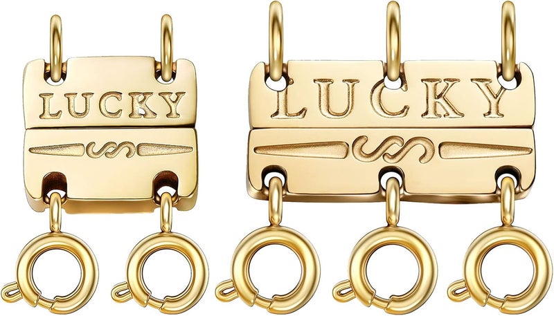 OHINGLT Lucky Necklace Layering Clasp Separator for Stackable,14K Gold and Silver Plated Multiple Necklace Clasps for Women - Image 1